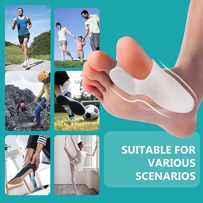 Bunion Cushion Protector, 10 Packs of Bunion Corrector Pads with Separator for Big Toe, Gel Shield for Foot Pain Relief, Calluses, Corns - White