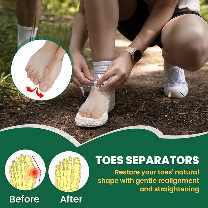 4Pcs Toe Separators & Metatarsal Pads for Women & Men - Ball of Foot Cushion, Gel Toe Spacers for Pain Relief, Metatarsalgia, Morton’s Neuroma, Long Hours of Standing or Walking