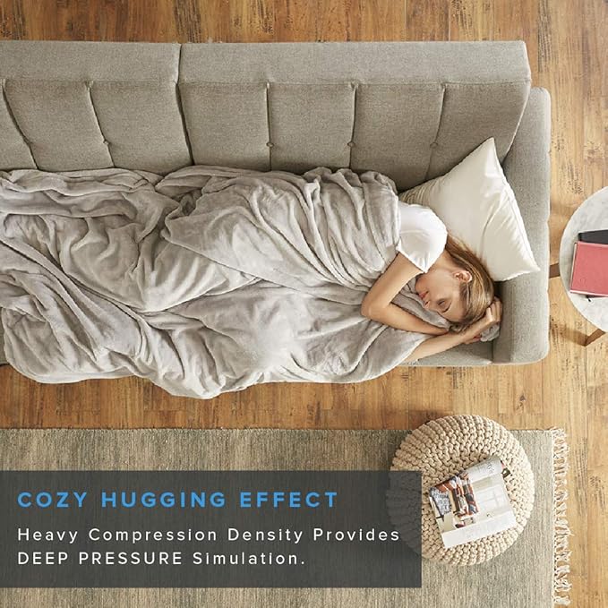 Degrees of Comfort Weighted Blanket 30 lbs for Adult, King Size Weighted Blankets with Removable Washable Plush Cover, Micro Glass Beads Technology, Warm Heavy Throw for Queen King Bed 80x87 Grey