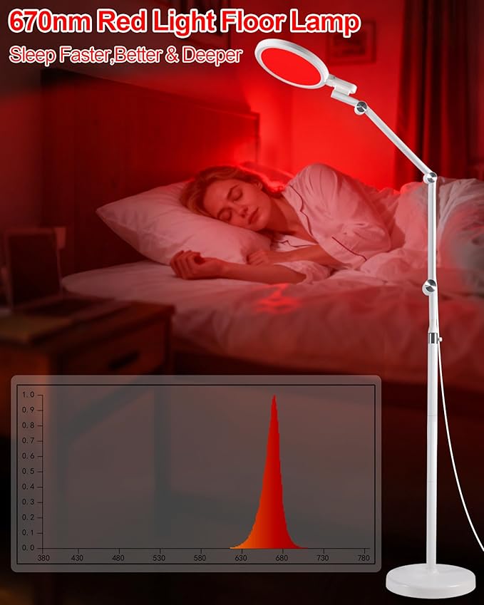 Light Therapy Floor Lamp - 11000 Lux Full Spectrum Sun Lamp, 9 Color Temperature & 670nm Red Light, Touch/Remote Control(Need Pairing), 10 Brightness Levels LED Sunlight Lamp for Home Office