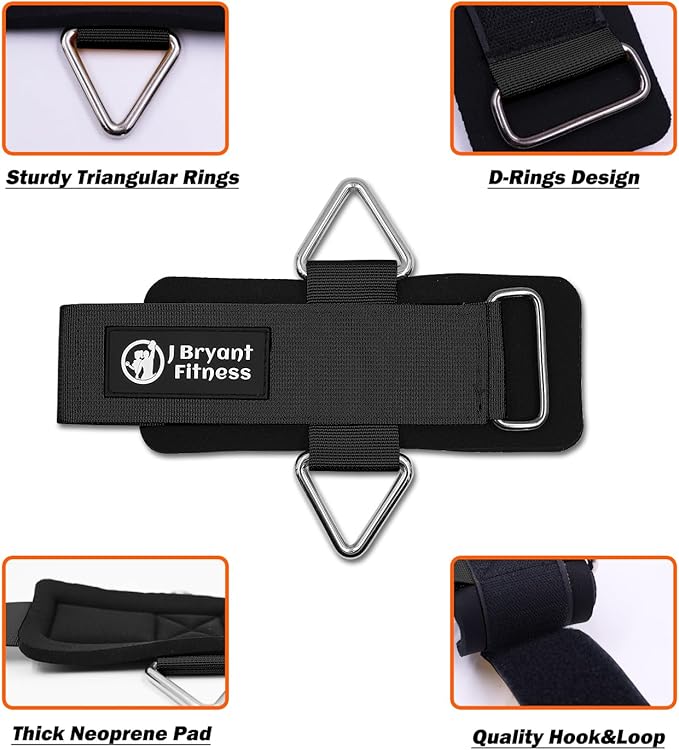 J Bryant Fitness Wrist Cuffs for Cable Machines – Heavy Duty Adjustable Wrist Straps with 7mm Neoprene Padding for Strength Training, Pull Exercises, and Forearm Support