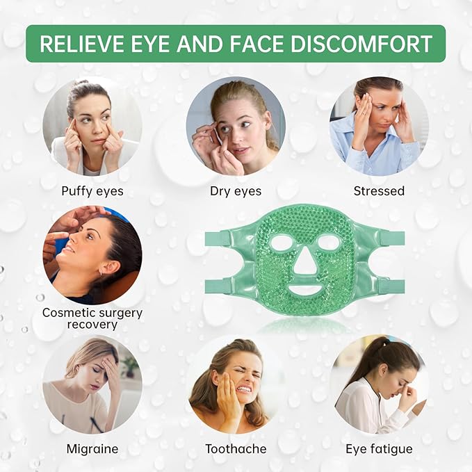 ZNÖCUETÖD Face Ice Mask Facial Ice Packs Gel Hot Cold Compress for Post Oral, Dental, Nose,Facelift Plastic Cosmetic & Laser Surgery Recovery Puffiness Swelling Dark Circles & Headaches Gift for Women