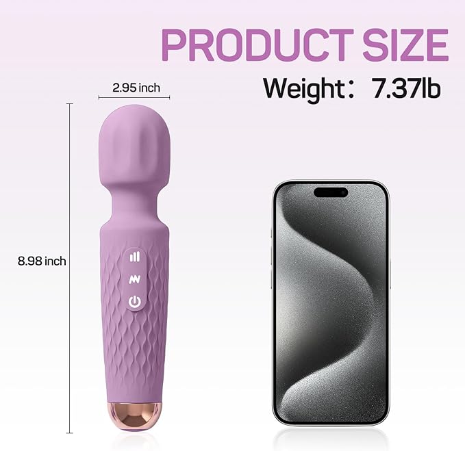 Personal Massager - 4H Runtime & Ultra-Quiet - Waterproof - 20 Modes 8 Speeds for Deep Tissue Back Massage, Post-Workout Recovery and Neck Muscle Relaxation（LX-Purple）
