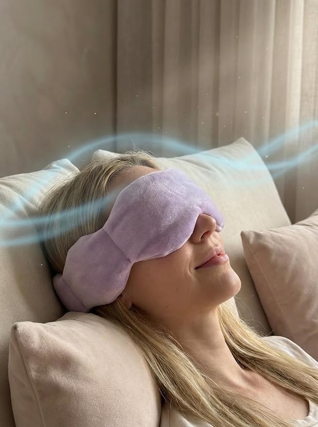 Weighted Eye Mask - Premium Plush Herbal Sleep Mask with 0.5 lb Naturally Lavender Pack for Heat or Cold Use, Contoured Full-Wrap Comfort, 100% Blackout for Rest & Travel (Lavender)