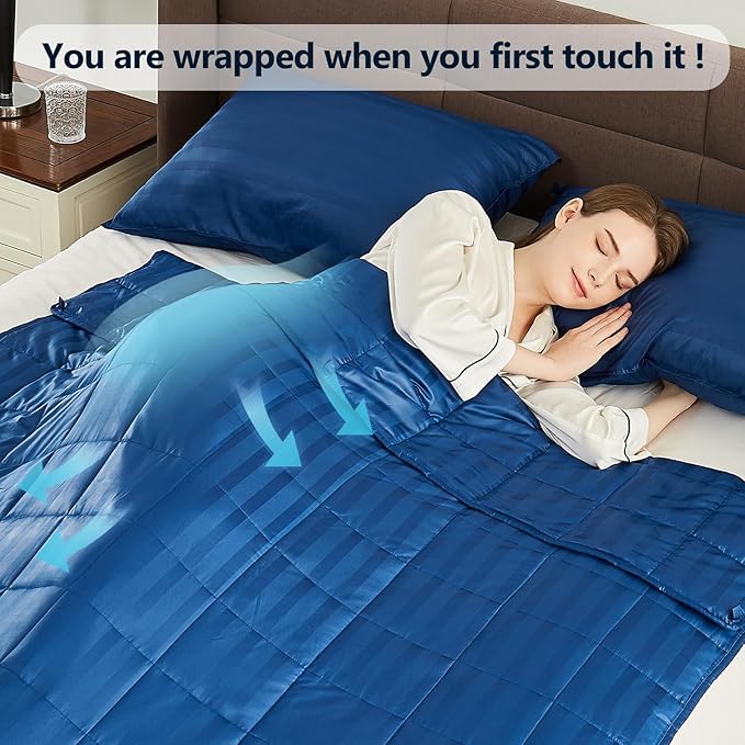 Weighted Blanket Queen Size (60"x80" 12lbs),Ultra Soft and Cozy Cooling Weighted Blanket Queen Size for Adult,Heavy Blanket with Machine Washable Soft Blanket, Navy Blue