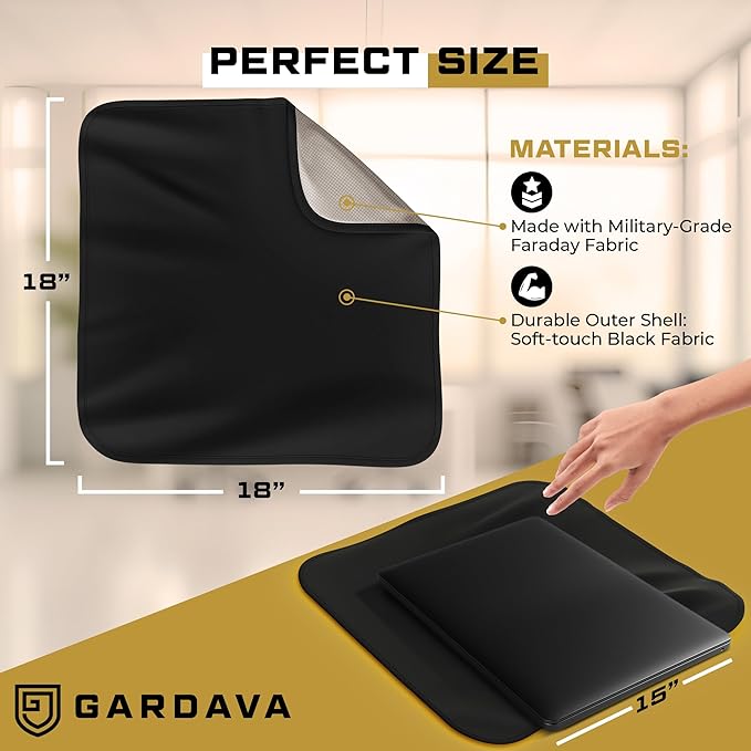 Faraday Blanket - New for 2026 - Protection Faraday Fabric Technology for Electromagnetic Shielding from Laptop, Cell Phone, and Wireless RF Emissions, 3rd Party Tested, Black