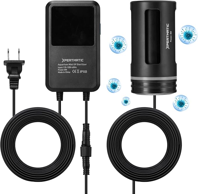 SainSmart XpertMatic Aquarium Sterilizer Light, 5W Mini Submersible Sanitizer with Timer Aquarium, Waterproof Lamp Cleaning Green and Algae for Fish Tank, Pond, Swimming Pool, Saltwater, Freshwater