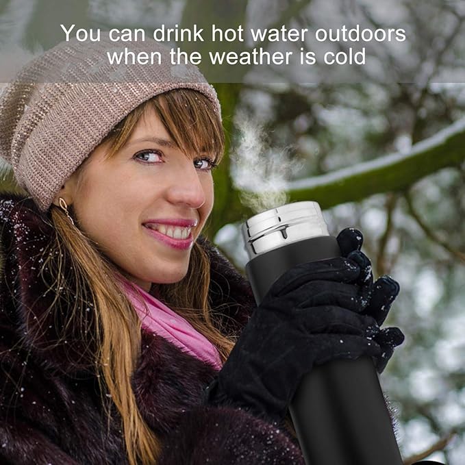 QiCheng&LYS Coffee Cup,Tea Infuser Bottle,Smart Sports Water Bottle with LED Temperature Display,17 OZ Vacuum-Insulated Stainless-Steel Water Bottle (Black)