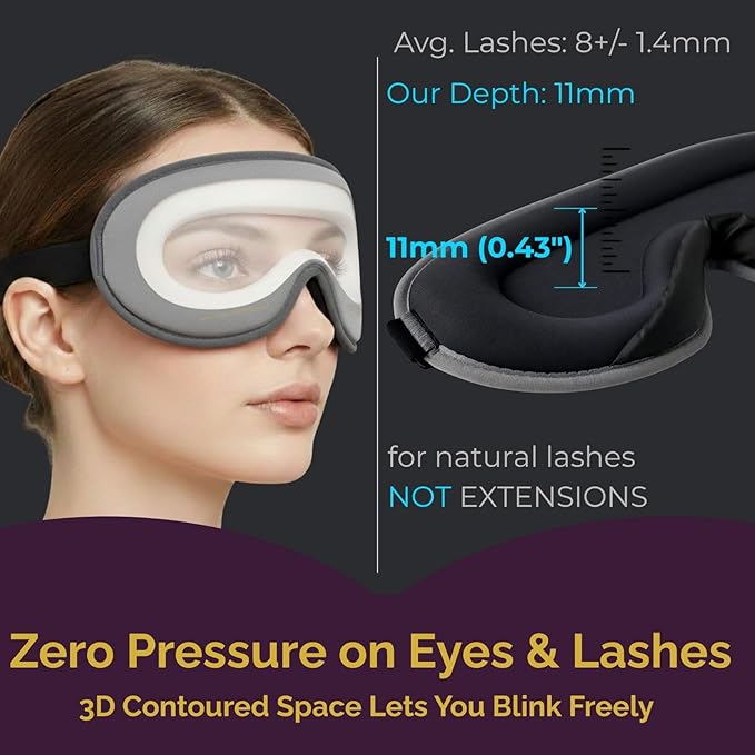 3D Contoured Eye Mask for Travel - 100% Blackout Sleep Mask for Men Women - Zero Eye Pressure Adjustable Eye Cover for Nap, Office & Meditation, Comfortable & Soft - Slate Gray
