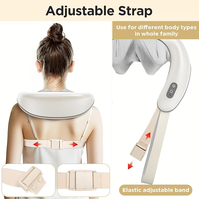 Bear Shiatsu Neck and Back Massager with Heat: Cordless Deep Tissue Neck Shoulder Massager for Pain Relief Portable 4D for Home Office & Car Use - Gifts for Women Men Mom Dad