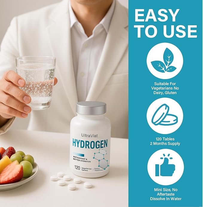 Hydrogen Water Tablets, 12 ppm H2 Molecular Hydrogen Supplement with Magnesium for Drinking Water, Energy & Cognitive Support