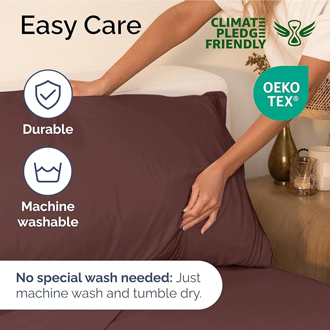 Full Size 4 Piece Sheet Set - Extra Soft, Breathable & Cooling Sheets - Hotel Luxury Durable Bed Sheets for Women & Men - Deep Pockets, Easy-Fit & Wrinkle-Free Sheets - Dark Russet Oeko-Tex Bed Sheets