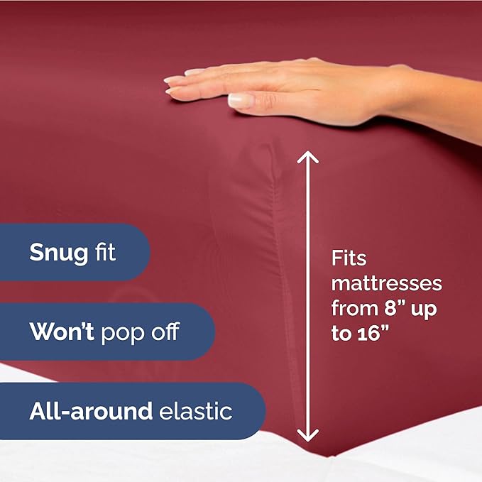 Full Size 4 Piece Sheet Set - Extra Soft, Breathable And Cooling Sheets - Hotel Luxury Durable Bed Sheets for Women & Men - Deep Pockets, Easy-Fit & Wrinkle-Free Sheets - Berry Oeko-Tex Bed Sheet Set