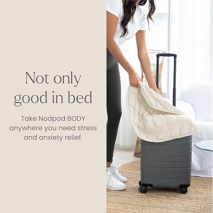 nodpod Body 6.5lb Patented Compact Weighted Blanket I Perfect for Relaxation, Sleeping & Travel l I Glass Bead Filled, Machine Washable (29" x 24") - Bone