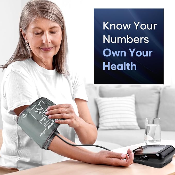 Easy@Home Blood Pressure Monitor: Accurate Cuff Automatic Blood Pressure Monitor with Free App MyHeartPal - 3 Color Backlit Display 8.7”-16.5” Large Cuff, Not Bluetooth EBP-095 Black