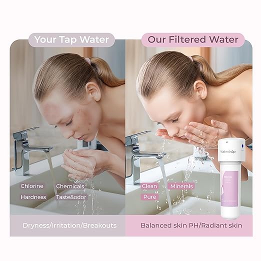 Waterdrop BFU2 Bathroom Sink Water Filter for Skincare, Reduces Chlorine & Scale in Water, Reduces Skin Redness and Irritation, 4-Stage Filtration, for Cold Water Supply Only
