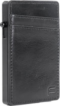 Faraday Wallet - RFID Blocking | Aluminum Credit Card Holder | Slim Minimalist | Locking Button Release | MagSafe Compatible | Money Clip | Genuine Leather