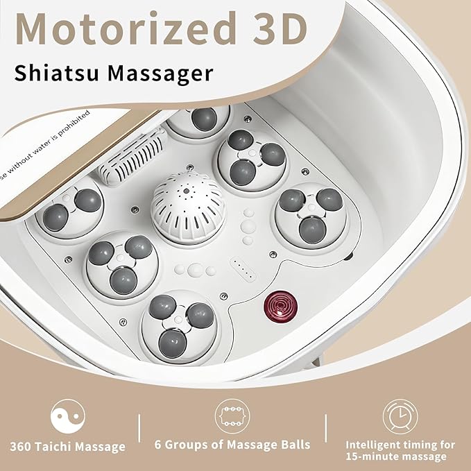 Collapasible Foot Spa Bath Massager with Heat, Pedicure Foot Spa with Bubbles/Timer/Temperature Control, Feet Soak Tub for Home, Office, Relaxation and Stress Relief, Gift for Men and Women