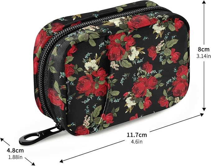 Floral Pattern Pill Case, Weekly Portable Pill Bag Container 7 Days Pill Box Organizer Vitamin Supplement Holder with Zipper for Travel Family Business