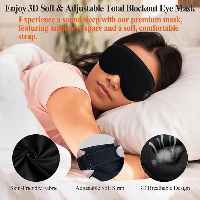 Heated Eye Masks for Dry Eyes | Vowleike 3D Cordless Rechargeable Warm Compress for Eyes | Washable Electric USB Thermal Eye Heating Pad for Stye, Blepharitis & MGD | Ideal Holiday Season Gift (Black)