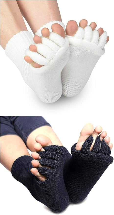 Toe Separator Yoga Gym Sports Massage Foot Alignment Socks 2 Pairs