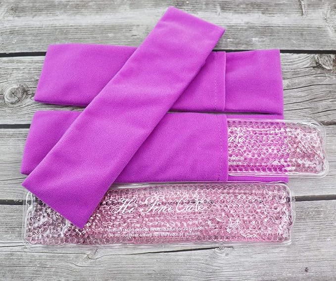 Perineal Cooling Pad, Postpartum Cold Packs Gel Bead Ice Pack Cold Therapy for Women After Pregnancy and Delivery, 2 Ice Pack and 3 Cover (Purple)