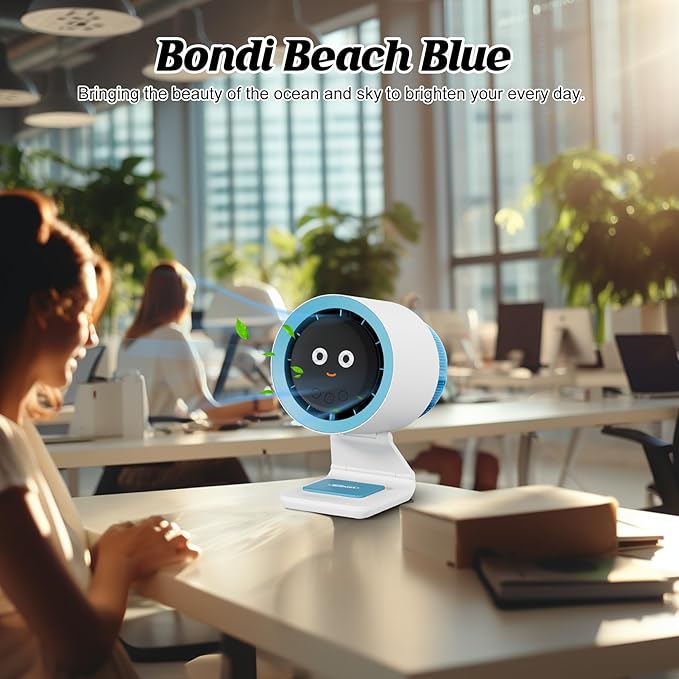 Desk Fan, Small Fan for Bedroom , Portable Fan with Air Purifier,Personal Fan with Four Different Emotions,Desk Fans Small Quiet,4 Speed Adjustment,Cooling Fan for Home, Office, Bedroom(5000mAh)