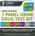 Exploro 7 Panel Drug Test Kit – at Home Urine Drug Test for THC, Cocaine, Opiates, Amphetamines, Benzodiazepines, MDMA & Methamphetamines – Easy & Accurate at Home Drug Testing Strips (Pack of 7)