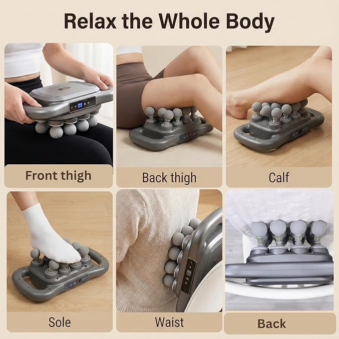16-Head Deep Tissue Body Massager with Heat, 3 Modes & 30 Intensities, Multi-Head Back Massager for Full Body Relief, Quiet Percussion Massager for Back, Neck, Legs, Waist,2600mAh Battery