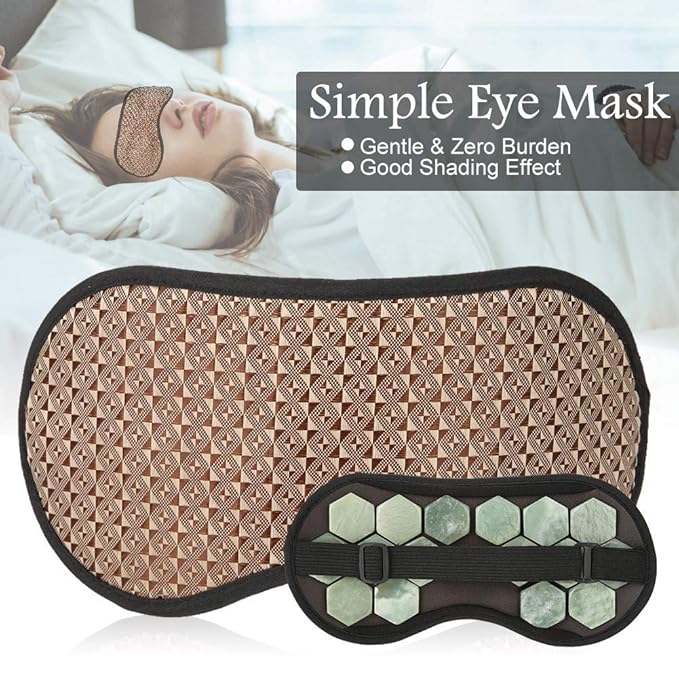 Megnetic Sleeping Eye Mask, Soft Adjustable Jade Stones Eye Masks Magnet Therapy Eyeshade Eye Cover Masks for Sleeping Travel Naps, Home, Hotel(Green)