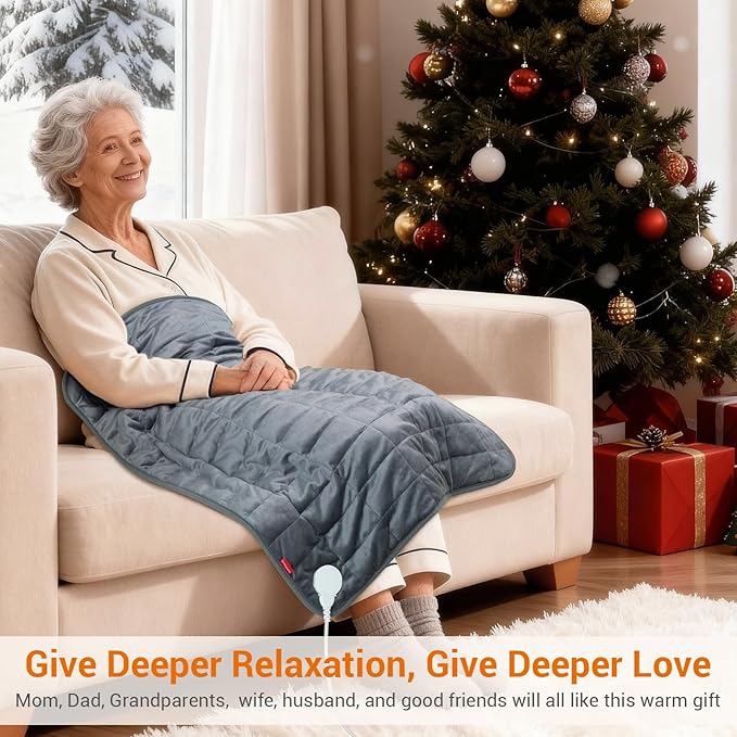 Comfytemp Far Infrared Large Heating Pad 27"×35" for Deeper Back & Period Relaxation, FSA Eligible Weighted Electric Heat Pad with Evenly Filling Ceramic Bead for Better Fit, HSA King Size Heated Pad
