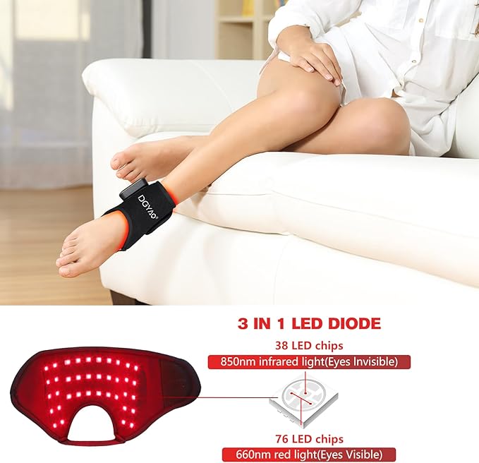 4000mAh Cordless Red Light Therapy for Ankle, Portable Infrared Light Therapy for Wrists Light with 660nm & 850nm NIR Light, Red Light Wrap for Ankle Relaxation 14.2'' x 6.3''