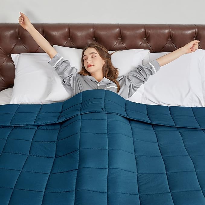 CYMULA Weighted Blanket for Adults (20lbs 60"x80" Queen Size) - Cooling Breathable Heavy Blankets for Summer Winter - Ultra Microfiber Soft Comfort Throw with Glass Beads - Gifts for Men/Women