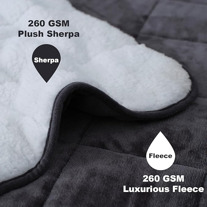Weighted Blanket King Size 25 lbs 88x104 inches, Sherpa Fleece Throw Blanket for Couple with Soft Plush Flannel Top, Fuzzy Fluffy Cozy Warm and Thick Heavy Blanket for Winter