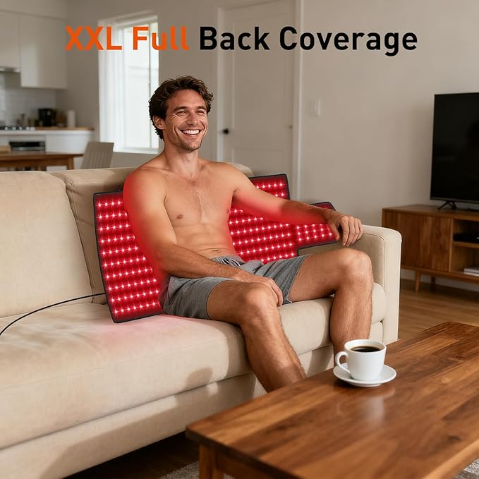 36'' x 16'' Red Light Therapy Mat for Body, 325 LEDs Near Infrared Light Therapy Wrap Belt Pad Blanket with 660nm & 850nm for Back, Belly, Waist, Chest, Knee Joint and Muscle