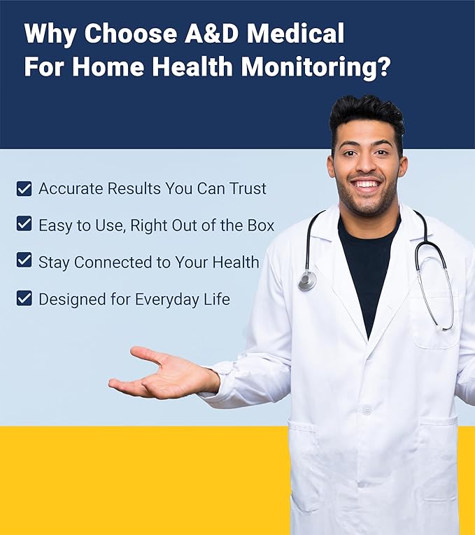 A&D Medical Talking Blood Pressure Machine UA-1030T with Medium Blood Pressure Cuff (23-37 cm / 9.0-14.6” Range) TriCheck Mode & Body Movement Sensor