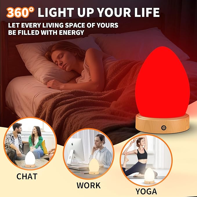 670nm Red Light Therapy Lamp for Sleep & Relaxation, 10000 Lux Sun Lamp with Remote Control, Dual Function Sleep Aid and Sunlight Lamp, 4-Color Night Light to Improve Sleeping for Adult & Kid