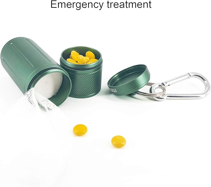 Two Layer Large Pill Organizer, Aluminum Container, Waterproof, can Store Pills Anything Sizes, Vitamins, Cod Liver Oil, Supplements and Medication, Rv Products, Size:1.6 x 1.6 x 4.4 in (Green)