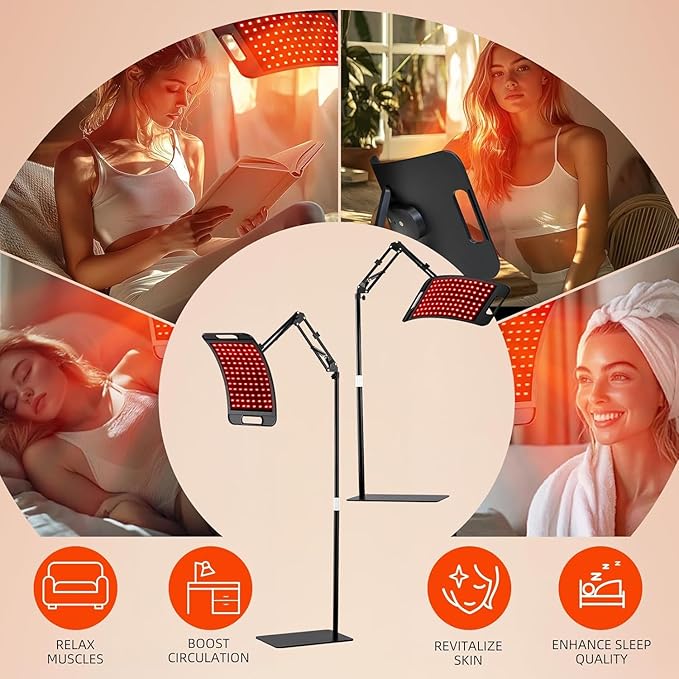 Red Light Therapy for Body, Red Infrared Light Therapy Lamp with Stand Led 660nm Red Light Therapy & 850nm Infrared Light Device for Body