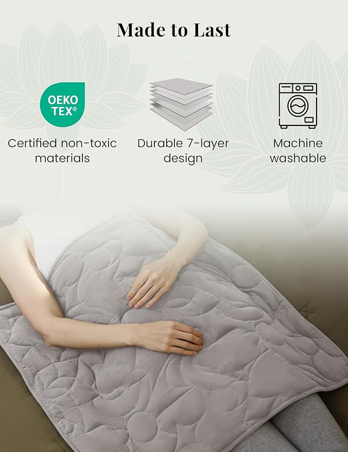 ZonLi Weighted Lap Blanket 3lbs for Meditation, Yoga, Napping, Sleeping and Travel, Cotton Weighted Blanket for Adults, Skin Friendly & Machine Washable, 29x24 inches, Light Gray