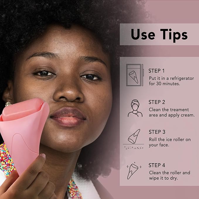 huefull Ice Roller for Face, Skin Care Set ，Spa Gifts for Women,Skin Care Wrinkle Remover for Face Massager Roller & Self Care Gifts for Woman (Pink)