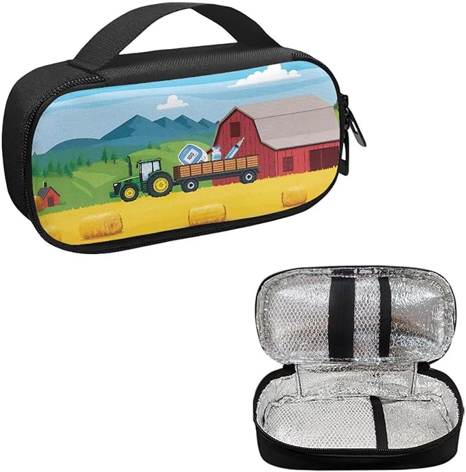 Rnyleeg Funny Truck Diabetic Bags for Supplies for Women Men Insulin Travel Case with Handle Small Size Insulin Bag for Diabetics Glucose Meter Case for Camping Hiking