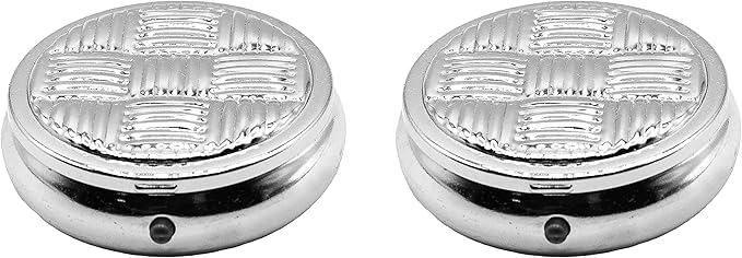 Set of 2 Circular Embossed Triple-Compartment Pocket Purse Pill Box & Organizer (Silver Weave)