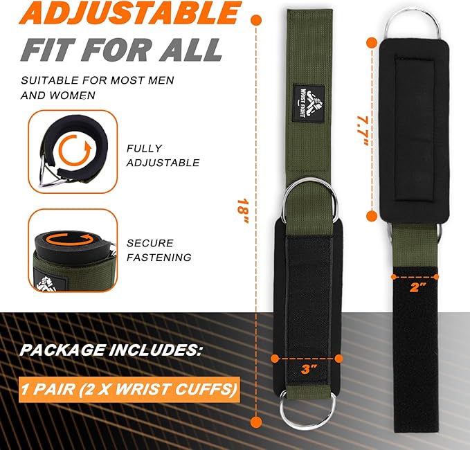 Wrist Cuffs with Dual D-Rings – Secure & Comfortable Support for Cable Machine Workouts, Lateral Raises, Arm Strength Training, and Triceps Exercises
