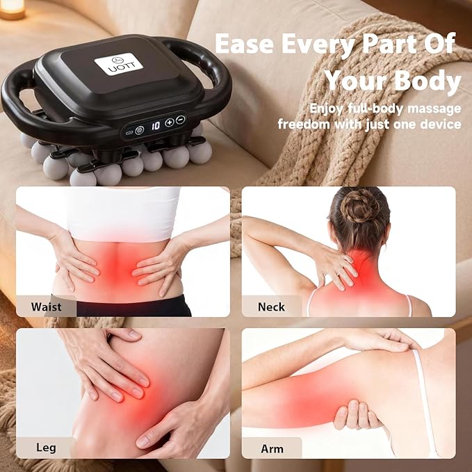 UOTT 24 Head Massage Gun Deep Tissue, Self Massager for Neck and Bback with 9 Modes & 9 Levels, Quiet Handheld Multi Head Percussion Muscle Massager for Body, Shoulder Muscle Pain Relief
