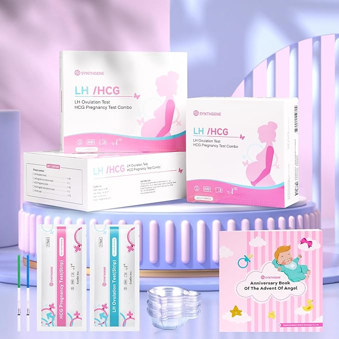 SYNTHGENE Ovulation Test Strips, LH 40 HCG 15 Ovulation and Pregnancy Tests, 40 Ovulation Tests and 15 Pregnancy Tests with 55 Urine Cups, Detect Early Pregnancy and Accurately Track Ovulation
