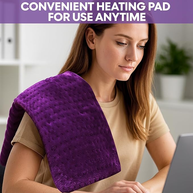Heating Pad,Electric Heating Pads for Back,Neck,Abdomen,Moist Heating Pad for Shoulder,Knee,Arms,Legs,Dry/Moist Heat & Auto Shut Off,Birthday Gifts for Men and Women, 24x12 Inch(Purple)