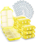 INVODA 12PCS 10-Compartment Pill Organizer BPA-Free Travel Pill Case with Daily Labels Portable Medicine Box for Vitamins, Supplements & Jewelry