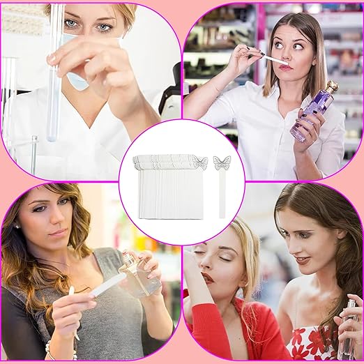 Honbay 100PCS Cute Butterfly Disposable Perfume Test Strips Essential Oils Paper Test Strips Smelling Test Paper White Testing Strips Aromatherapy Fragrance Tester Strips