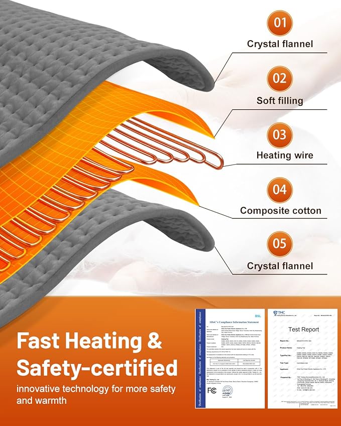 Heating Pad for Back 33"x17", Electric Heating Pads Large for Period Cramps Relief and Shoulder Pain, 9 Heat Settings, Machine Washable, Auto Shut Off, Birthday & Christmas Gifts for Women, Mom